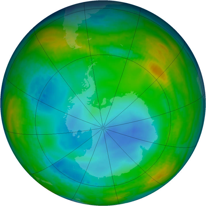 Antarctic ozone map for 11 July 1992